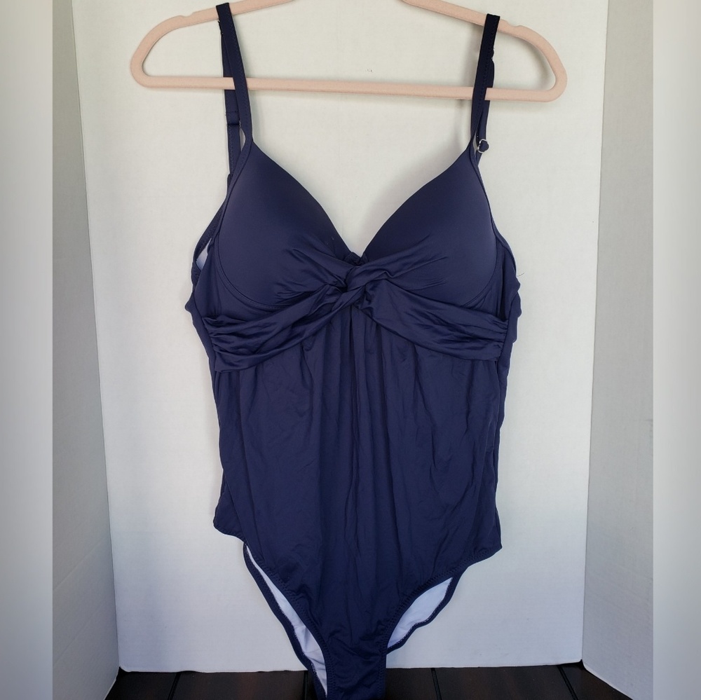 Navy blue one-piece swimsuit